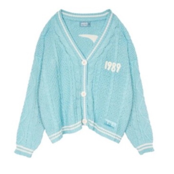 Taylor Swift Sweaters - Taylor Swift 1989 Euros Tour Blue Cardigan Sz M/L
